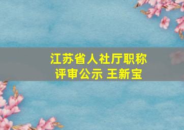 江苏省人社厅职称评审公示 王新宝